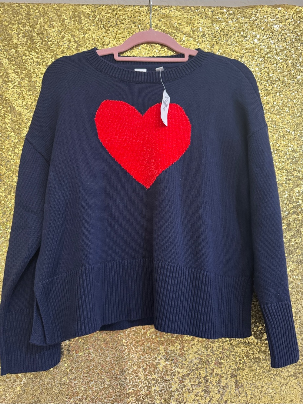 Brand New with Tags Gap Girls Sweater Navy with Red Heart XXL